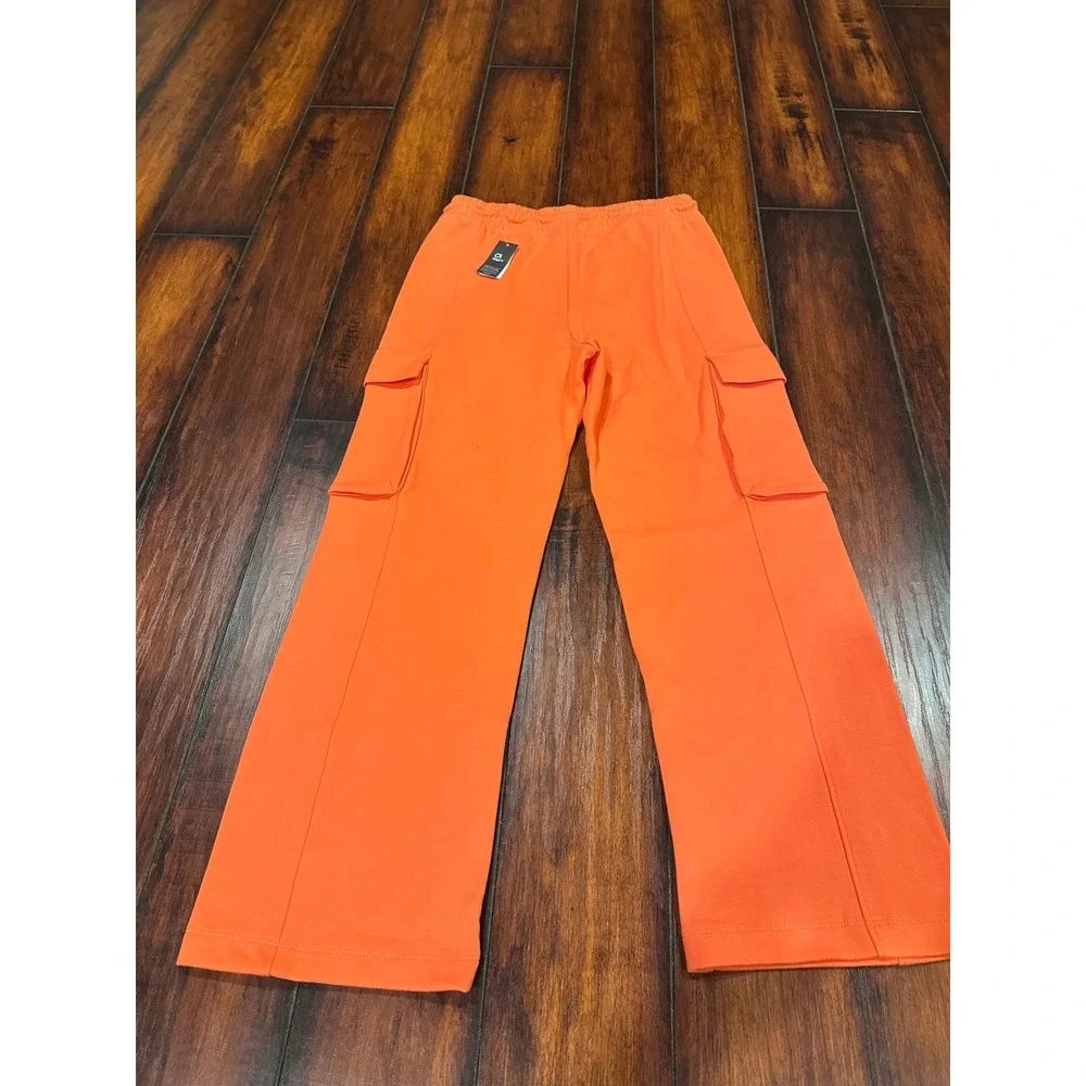 NEW GAP KIDS SWEATPANTS JOGGERS ORANGE $50 CARGO PANT FLEECE XL 12‎